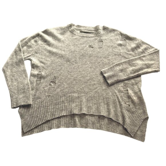Enza Costa Distressed Lightweight Sweater in Grey